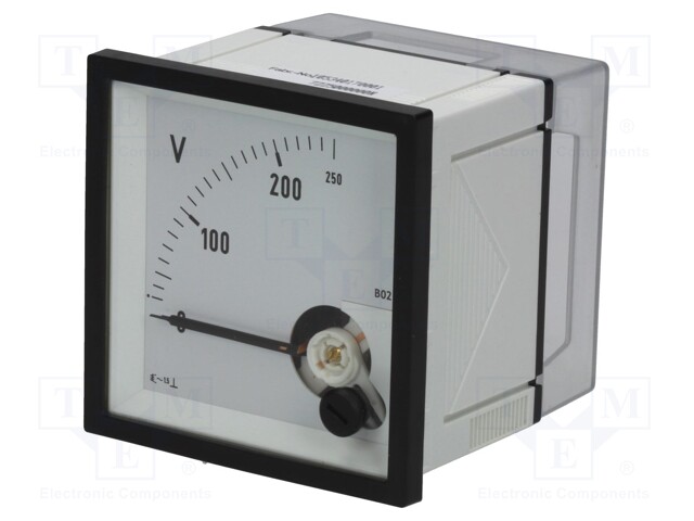 Meter: panel; analogue; 0÷250V; True RMS; Class: 1,5; 45÷65Hz; IP52