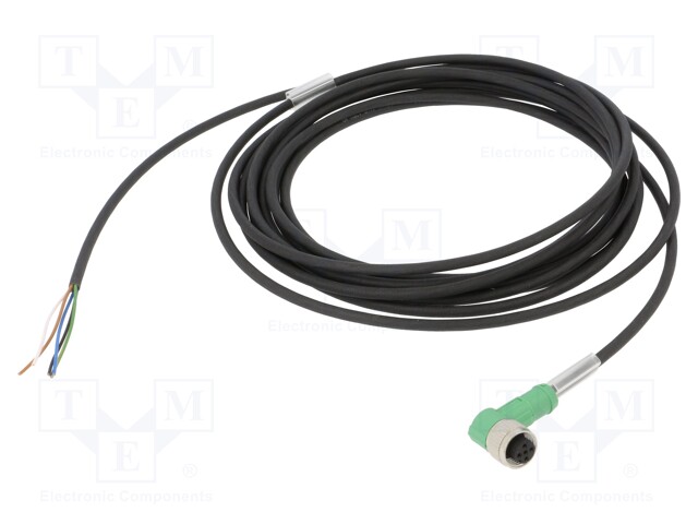 Connection lead; M12; PIN: 5; angled; 5m; plug; 60VAC; 4A; -25÷90°C