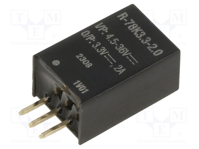 Converter: DC/DC; Uin: 4.5÷36V; Uout: 3.3VDC; Iout: 2A; SIP3; 1.7g