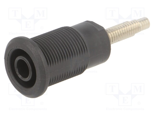 Socket; 4mm banana; 32A; black; nickel plated; Overall len: 38.5mm