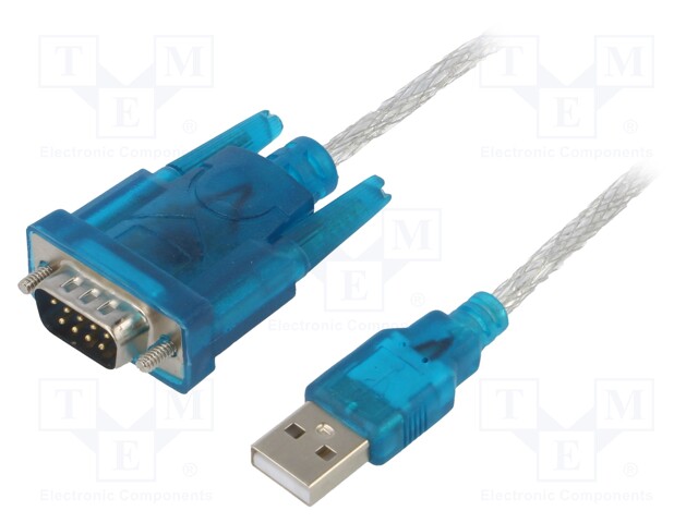 Adapter USB-RS232; D-Sub 9pin plug,USB A plug; 1m