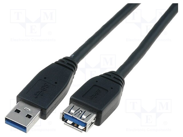 Cable; USB 3.0; USB A socket,USB A plug; nickel plated; 1.8m