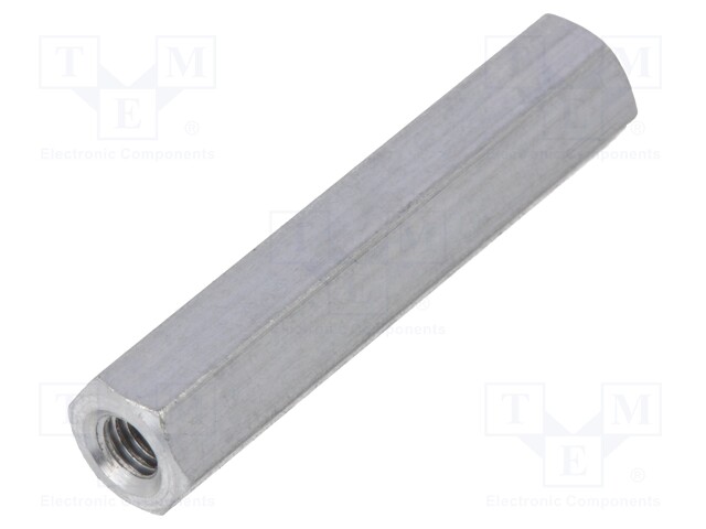 Screwed spacer sleeve; Int.thread: M4; 35mm; hexagonal; aluminium