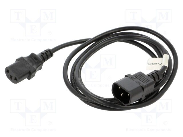 Cable; IEC C13 female,IEC C14 male; PVC; Len: 1.8m; black