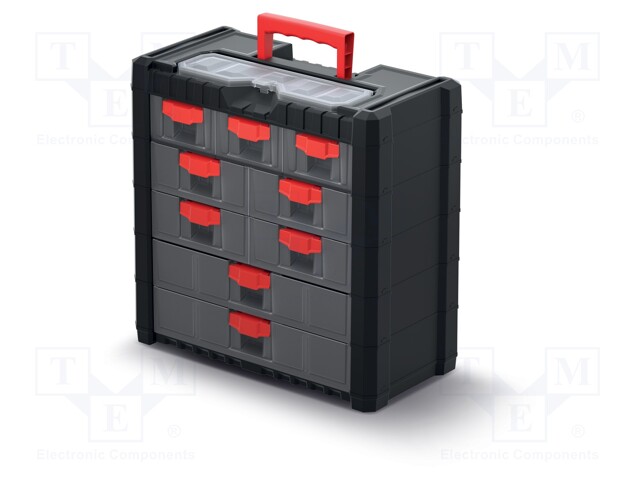 Set with containers; W: 400mm; Colour: black; H: 392mm; D: 200mm