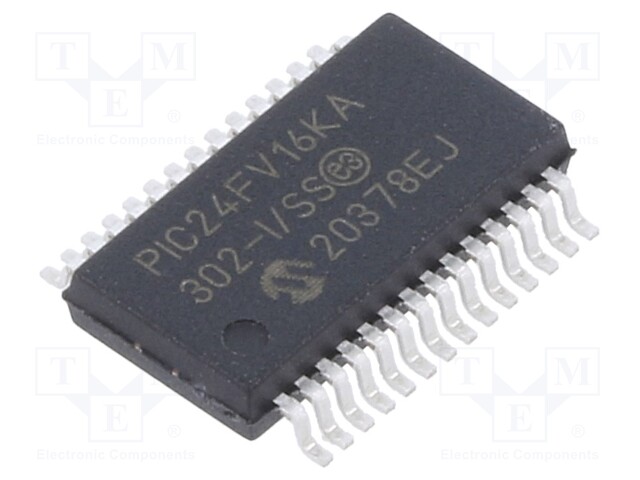 PIC microcontroller; Memory: 16kB; SRAM: 2kB; EEPROM: 512B; 32MHz