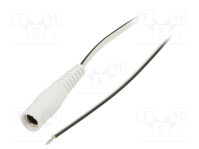 Cable; wires,DC 5,5/2,1 socket; straight; 0.35mm2; white; 0.5m