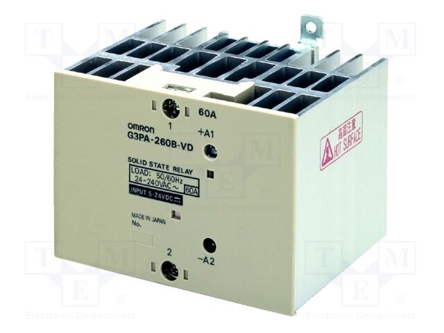 Relay: solid state; Ucntrl: 5÷24VDC; 60A; 24÷240VAC; DIN,on panel