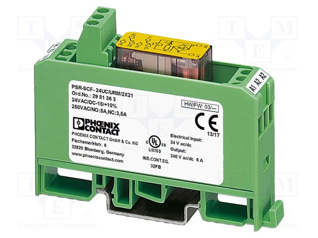 Module: safety relay; 24VAC; 24VDC; IN: 1; for DIN rail mounting