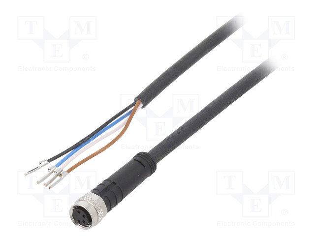 Connection lead; M8; PIN: 4; straight; 2m; plug; 4A; -30÷90°C; IP67