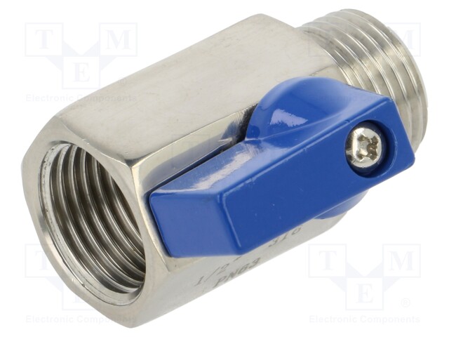 Ball valve; acid resistant steel AISI 316; PTFE; max.63bar; 46mm