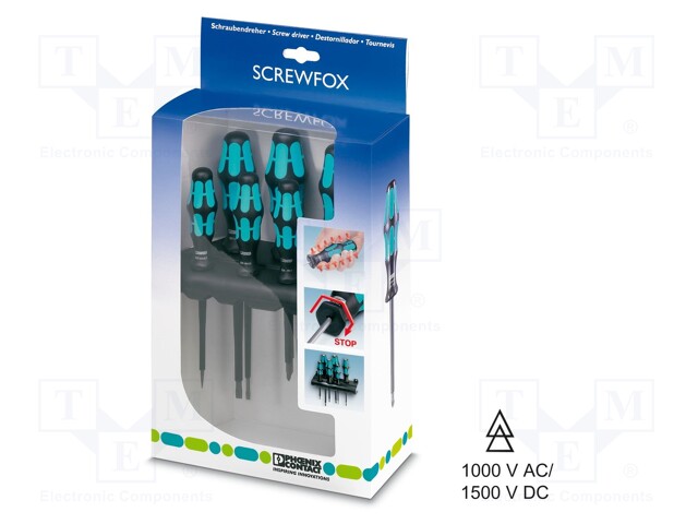 Kit: screwdrivers; Pcs: 6; insulated; Pozidriv®,slot