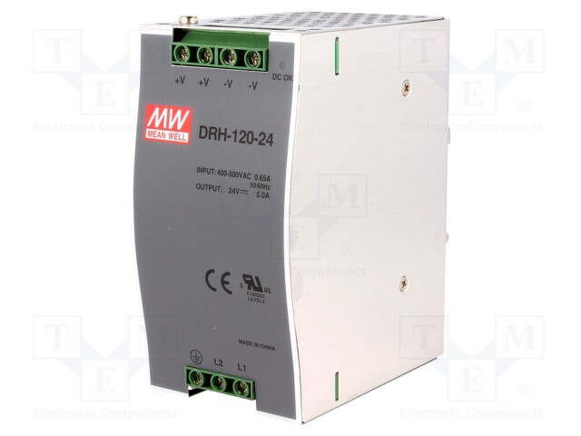 Power supply: switched-mode; 120W; 24VDC; 24÷28VDC; 5A; 340÷550VAC