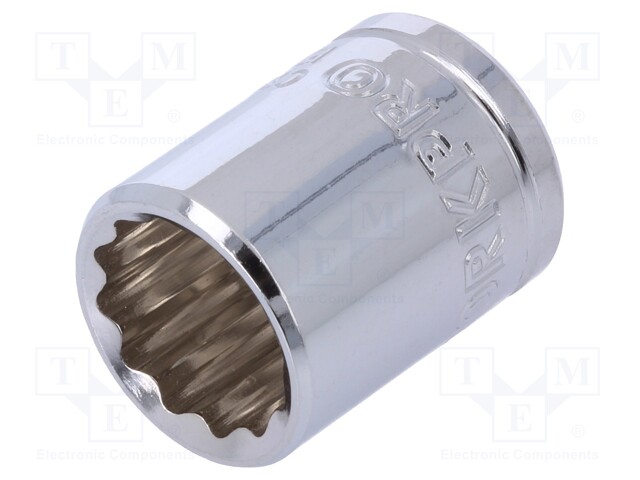 Key; twelve point socket; 15mm; 3/8"; Chrom-vanadium steel