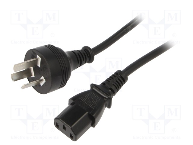 Cable; IEC C13 female,IRAM 2073 plug; 1.8m; black; PVC; 3G0,75mm2