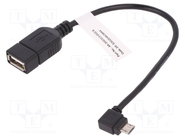 Cable; OTG,USB 2.0; USB A socket,USB B micro plug (angle)