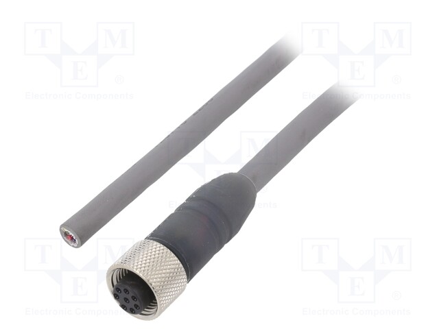 Connection lead; M12; PIN: 8; straight; 3m; plug; 36VAC; 2.2A; IP67