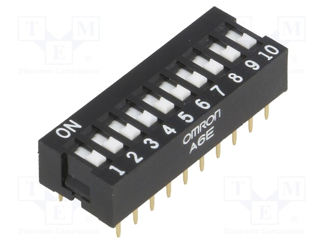 Switch: DIP-SWITCH; Poles number: 10; ON-OFF; 0.025A/24VDC; Pos: 2