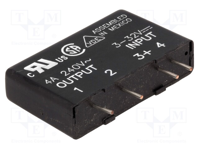 Relay: solid state; SPST-NO; Ucntrl: 3÷32VDC; 4A; 24÷280VAC; THT