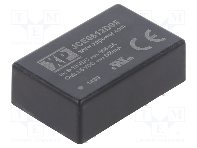 Isolated Board Mount DC/DC Converter, 2:1 Input, ITE, 2 Output, 6 W, 5 V, 600 mA, -5 V