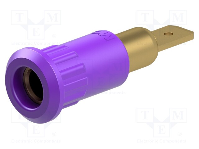 Socket; 4mm banana; 25A; 30VAC; 60VDC; 30mm; violet; gold-plated