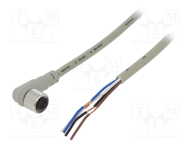 Connection lead; M12; PIN: 4; angled; 2m; plug; Wire colour: black