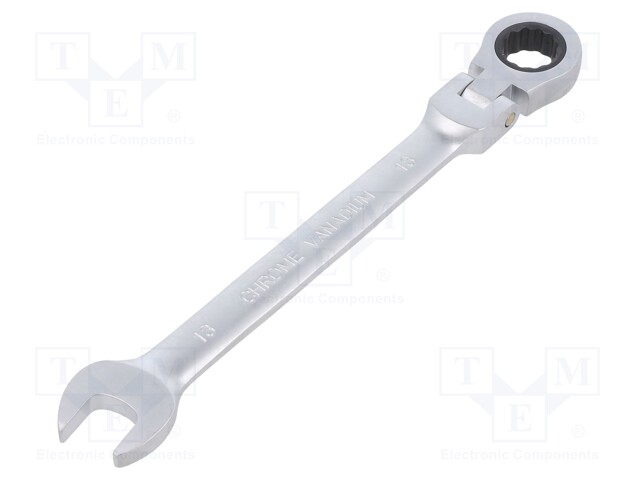 Wrench; combination spanner,with ratchet,with joint; 13mm