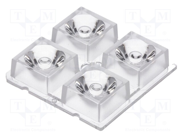 LED lens; square; transparent; 11÷18°; H: 10mm