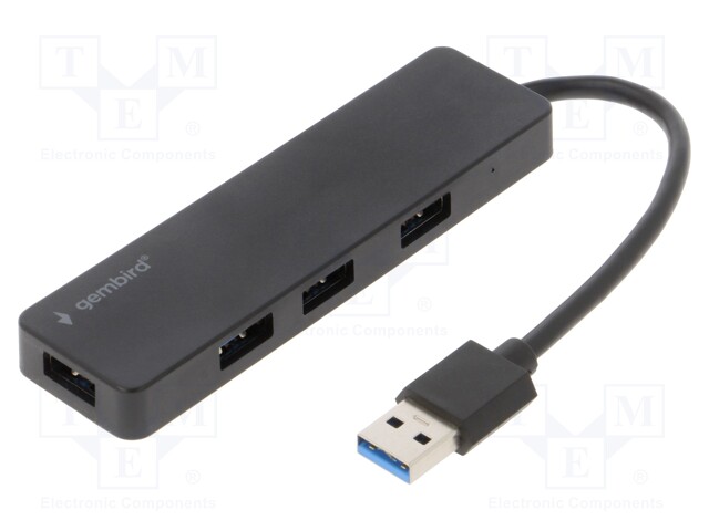 Hub USB; USB A socket x4,USB A plug; USB 3.1; with switch; black