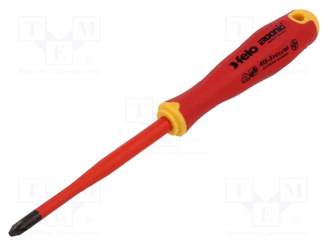 Screwdriver; insulated,slim; Pozidriv®; PZ2; ERGONIC®