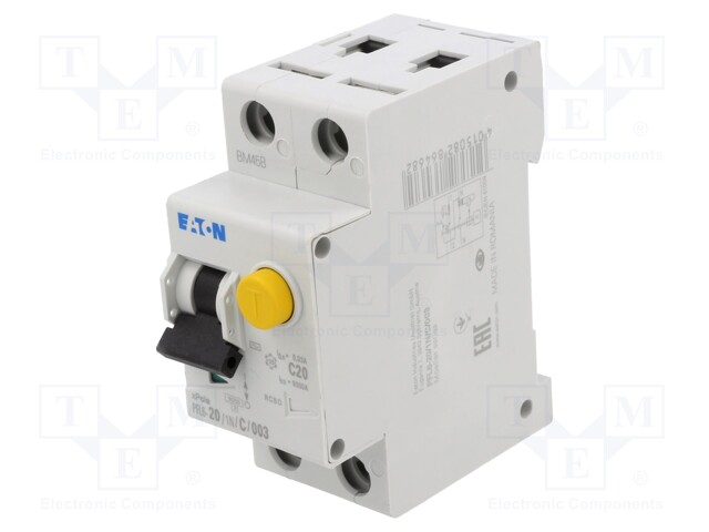 RCBO breaker; Inom: 20A; Ires: 30mA; Max surge current: 250A; 230V