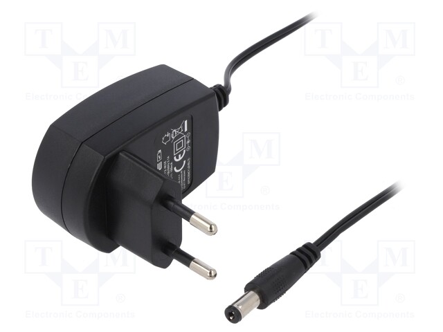 Power supply: switched-mode; 12VDC; 0.1A; Out: 5,5/2,1; 1.2W; 61%