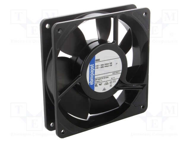 Fan: AC; axial; 115VAC; 119x119x25.4mm; 135m3/h; 42dBA; 2850rpm