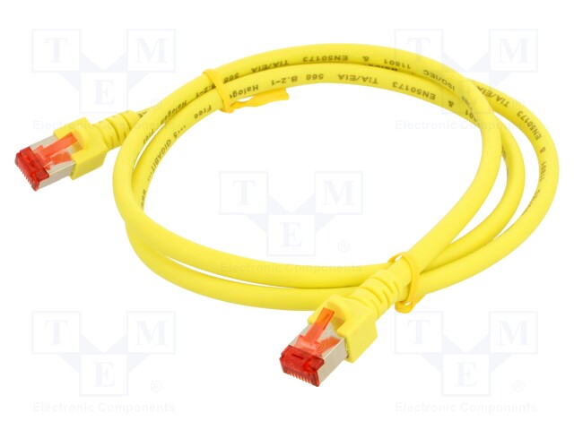 Patch cord; S/FTP; 6; stranded; Cu; LSZH; yellow; 1m; 27AWG