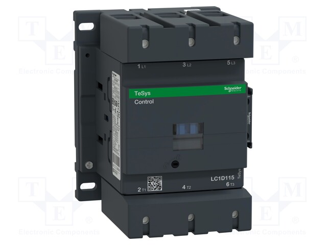 Contactor, 115 A, DIN Rail, Panel, 1 kV, 3PST-NO, 3 Pole, 80 kW