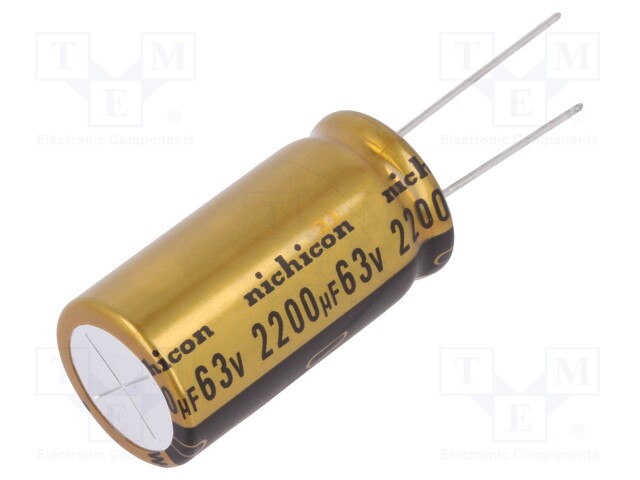 Capacitor: electrolytic; THT; 2200uF; 63VDC; Ø18x35.5mm; ±20%; 0.1