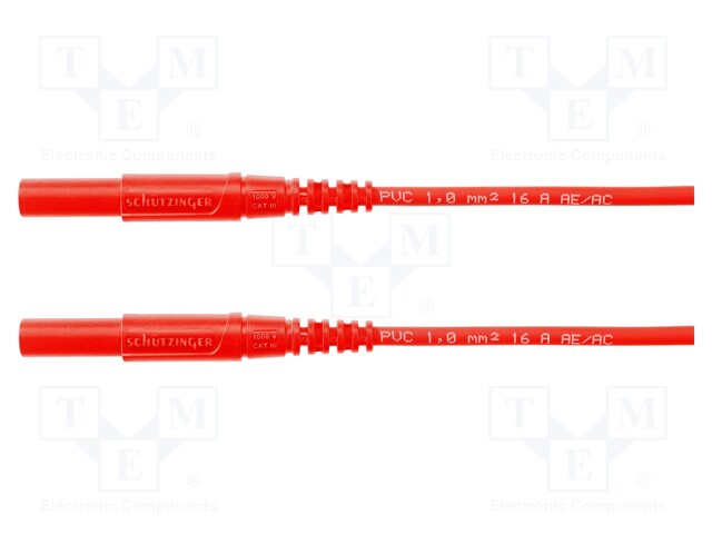 Test lead; PVC; 0.5m; red; 16A; Cond.cross sec: 1mm2