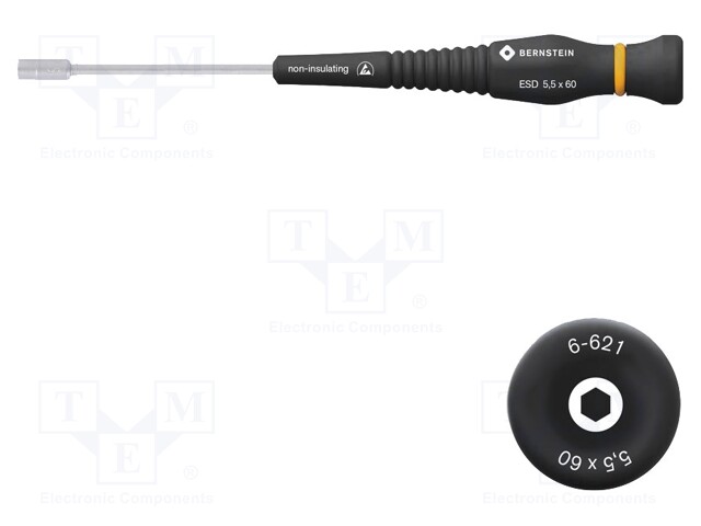 Screwdriver; hex socket; precision; ESD; Blade length: 60mm