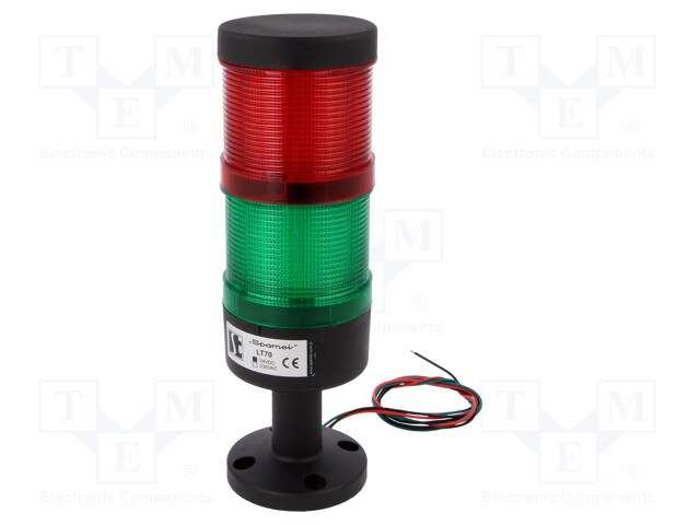 Signaller: signalling column; LED; red/green; Usup: 24VDC; IP65