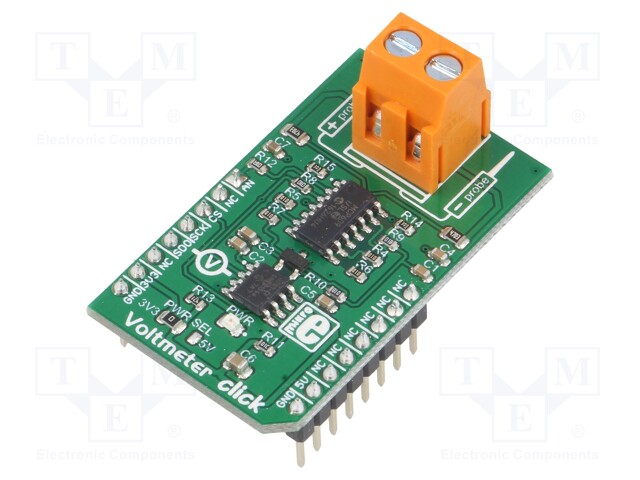 Click board; voltmeter; SPI,analog; MAXX6106,MCP3201,MCP609