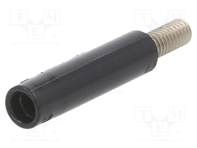 Adapter,socket; 4mm banana; 32A; 600V; black; nickel plated