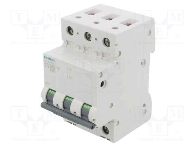 Circuit breaker; 230/400VAC; Inom: 10A; Poles: 3; DIN; Charact: B