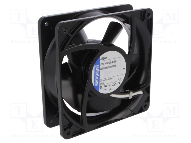 Fan: AC; axial; 230VAC; 119x119x38mm; 180m3/h; 51dBA; ball bearing