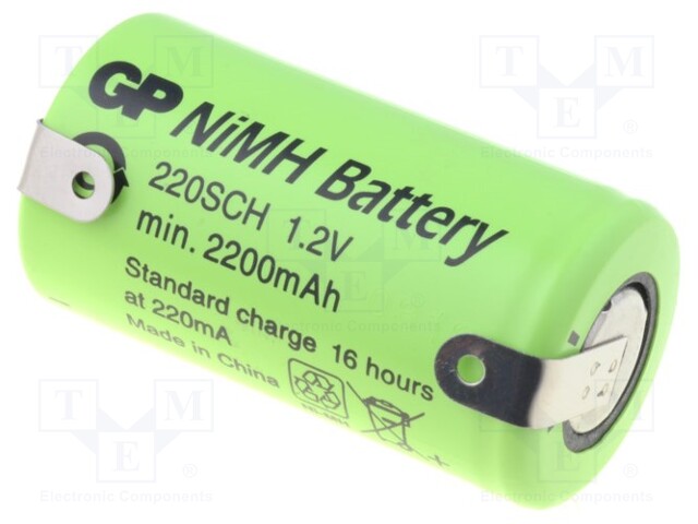 Re-battery: Ni-MH; SubC; 1.2V; 2200mAh; Leads: soldering lugs