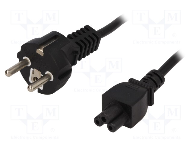 Cable; CEE 7/7 (E/F) plug,IEC C5 female; 1.8m; black; PVC; 2.5A