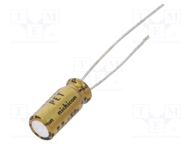 Capacitor: electrolytic; THT; 2.2uF; 50VDC; Ø5x11mm; Pitch: 2.5mm