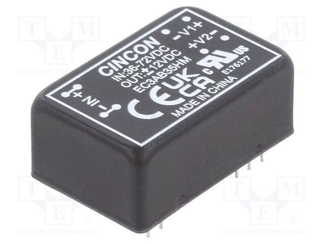 Converter: DC/DC; 3W; Uin: 36÷72V; Uout: 12VDC; Uout2: -12VDC; DIP24