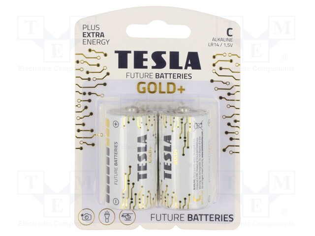 Battery: alkaline; 1.5V; C; non-rechargeable; Ø26.2x50mm; 2pcs.