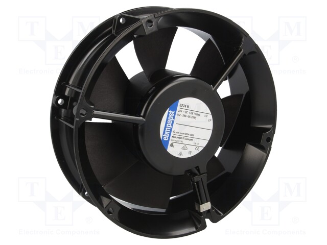 Fan: DC; axial; 24VDC; Ø172x51mm; 410m3/h; 55dBA; ball bearing