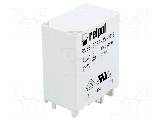 Relay: electromagnetic; DPST-NO; Ucoil: 12VDC; 35A; Ucoil min: 9VDC